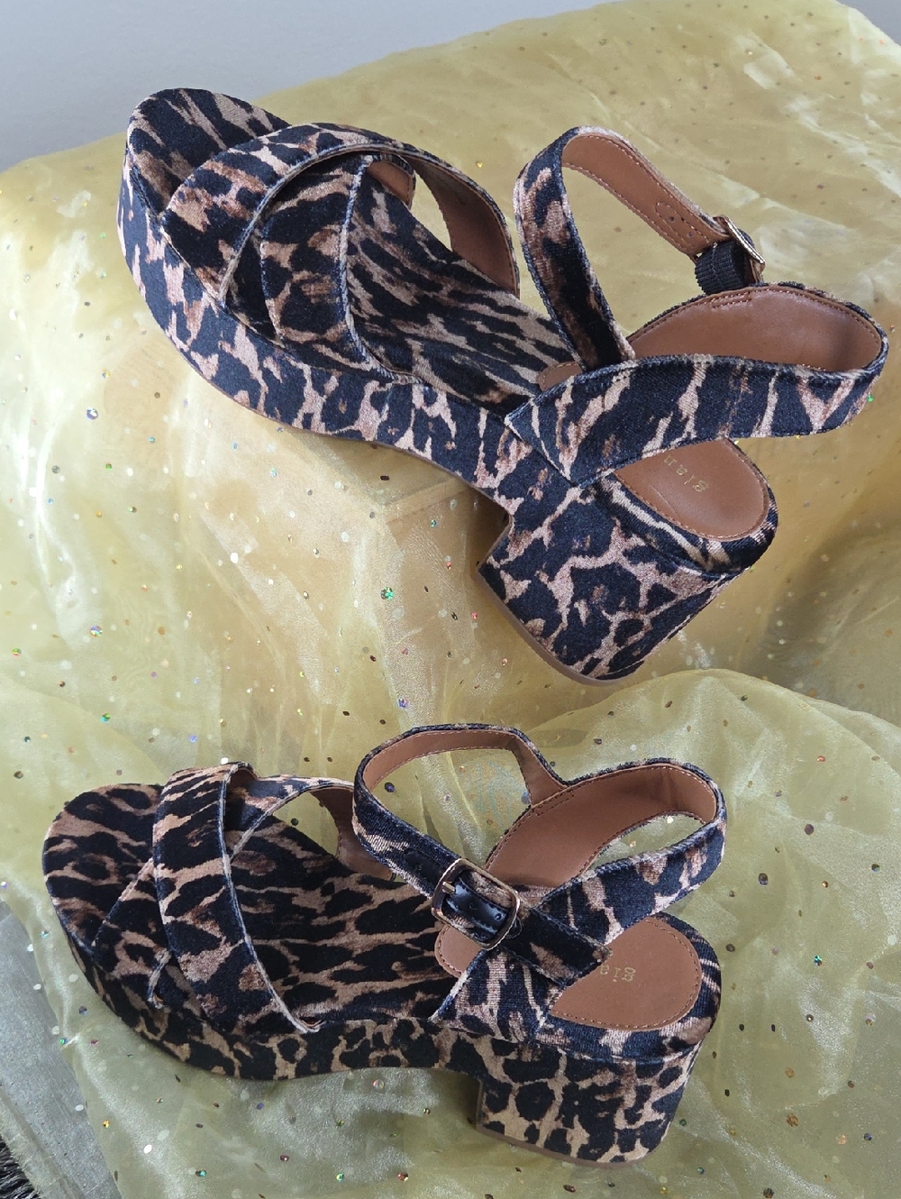 Gianni Bini Leopard Print Platform Sandals - Brown/Black/Tan Joize 8M.